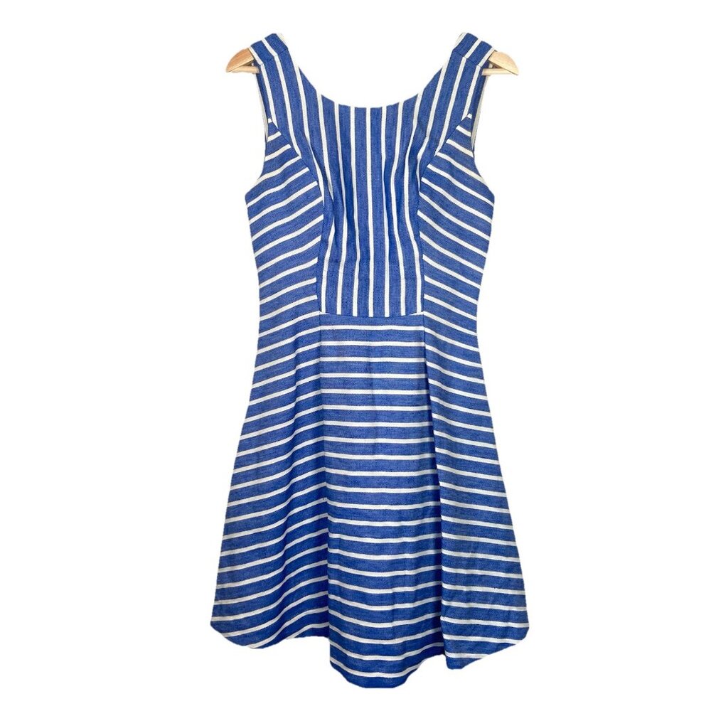 Vineyard Vines Women's Blue & White Cotton Linen Striped Sleeveless Mini Dress 2
